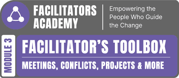 FACILITATORS ACADEMY - MODULE 3 | Facilitator’s Toolbox (Meetings, Conflicts, Projects & More) logo